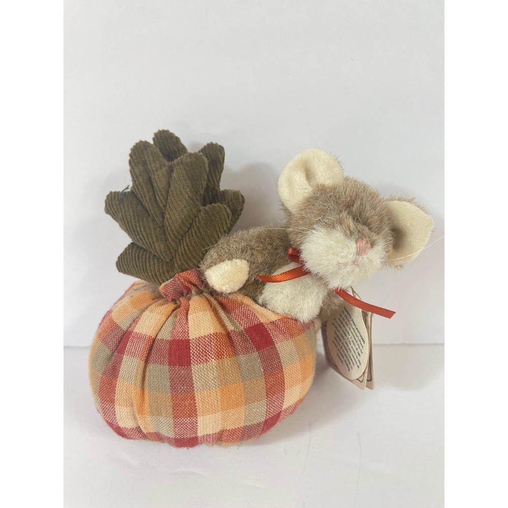 Boyds Bears Felix Poppinsquash Mouse Plaid Pumpkin Plush 904017 NWT